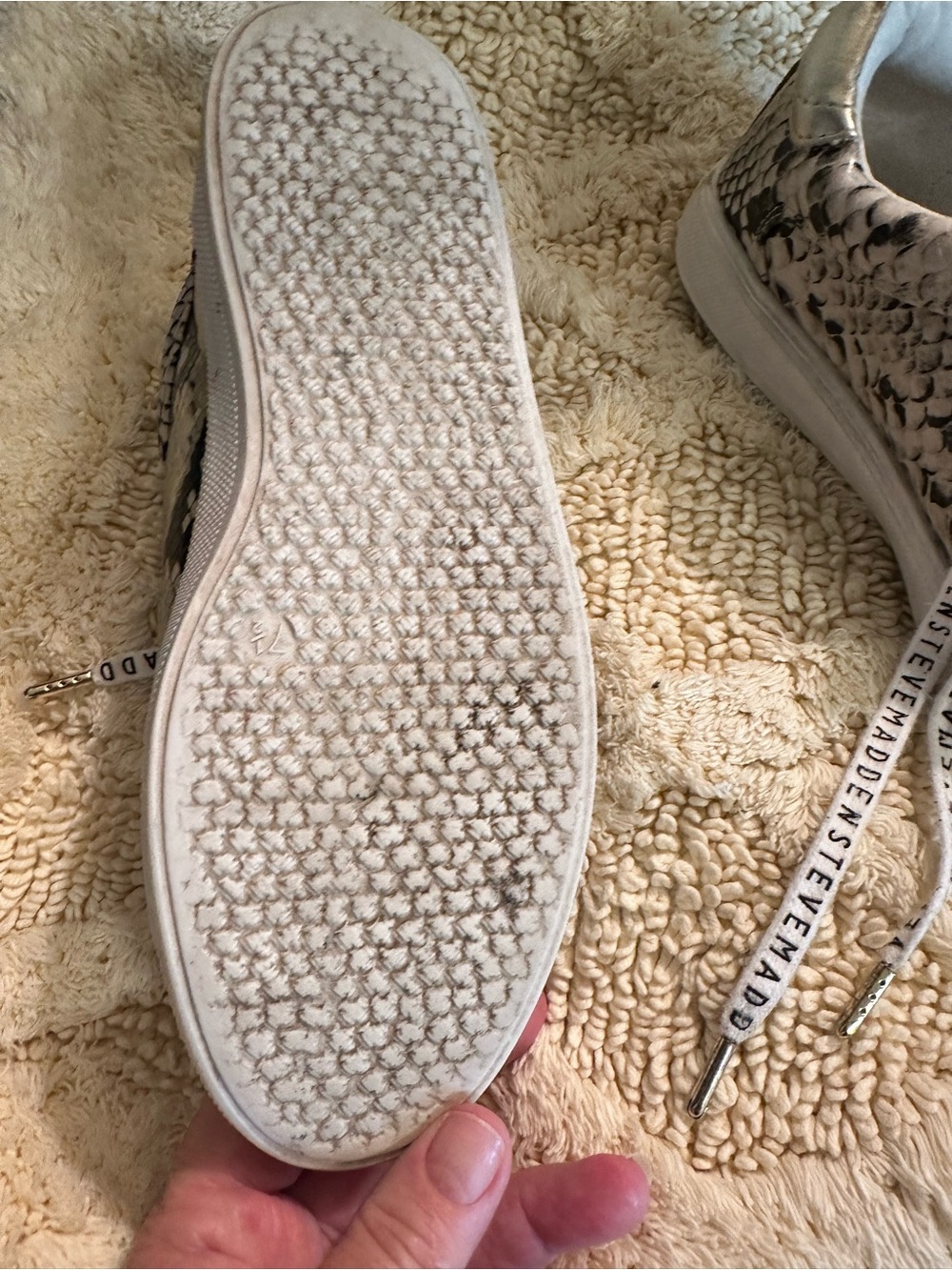 Steve Madden Taupe Suede Sneakers with Snake-Print Panels - Picture 4 of 9